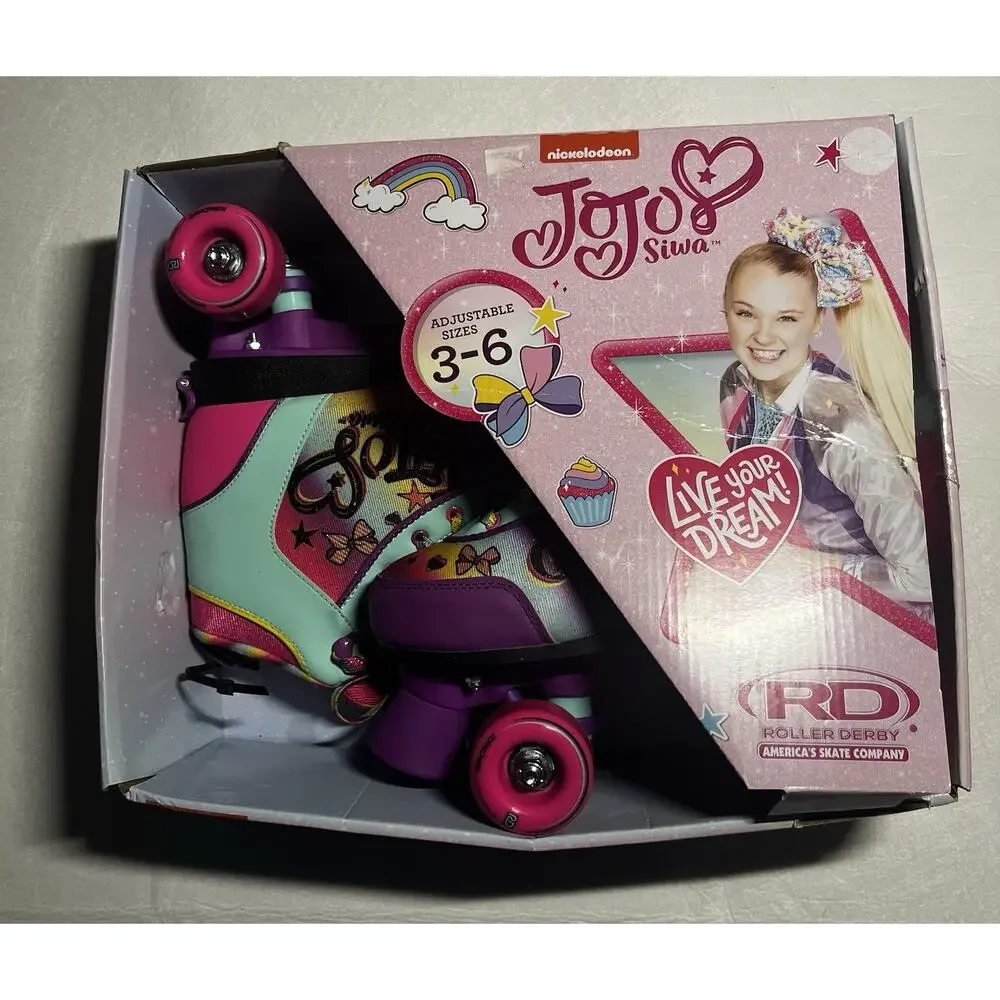 JoJo Siwa Roller Derby Adjustable Quad Roller Skates Girls Size 3-6 w/ Box